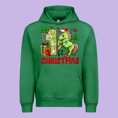 My First Christmas Unicorn Urban Hoodie Designed By Fadigitalartstudio