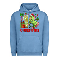 Pigment Pebble Blue my first christmas unicorn Urban Hoodie - FaDigitalArtStudio
