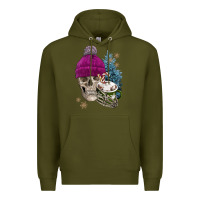 Army Green winter skeleton skull Premium Hoodie - FaDigitalArtStudio