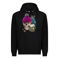 Black winter skeleton skull Premium Hoodie - FaDigitalArtStudio