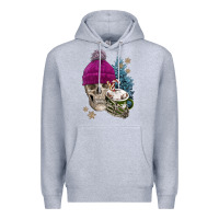 Heather Grey winter skeleton skull Premium Hoodie - FaDigitalArtStudio