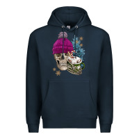 Navy winter skeleton skull Premium Hoodie - FaDigitalArtStudio