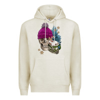 Oatmeal Heather winter skeleton skull Premium Hoodie - FaDigitalArtStudio