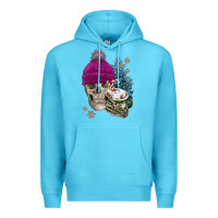 Ocean Blue winter skeleton skull Premium Hoodie - FaDigitalArtStudio