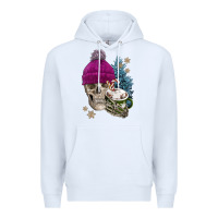 White winter skeleton skull Premium Hoodie - FaDigitalArtStudio