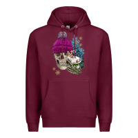 Burgundy winter skeleton skull Premium Hoodie - FaDigitalArtStudio