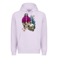 Lilac winter skeleton skull Premium Hoodie - FaDigitalArtStudio