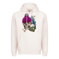 Pale Pink winter skeleton skull Premium Hoodie - FaDigitalArtStudio