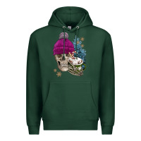 Sports Green winter skeleton skull Premium Hoodie - FaDigitalArtStudio