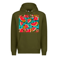Army Green watermelon and sunflowers Premium Hoodie - HRA Design Shop