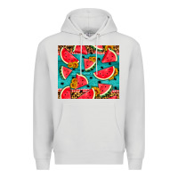 Dove Grey watermelon and sunflowers Premium Hoodie - HRA Design Shop