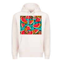 Pale Pink watermelon and sunflowers Premium Hoodie - HRA Design Shop