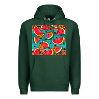 Sports Green watermelon and sunflowers Premium Hoodie - HRA Design Shop