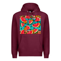 Burgundy watermelon and sunflowers Premium Hoodie - HRA Design Shop