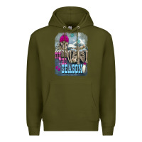 Army Green Winter tis the season skeleton Premium Hoodie - FaDigitalArtStudio