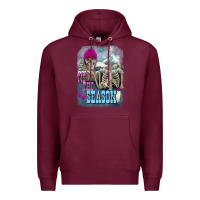 Burgundy Winter tis the season skeleton Premium Hoodie - FaDigitalArtStudio
