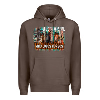 Coffee just a girl who loves horses Premium Hoodie - CowhideDigitalArt