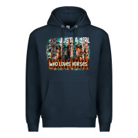 Navy just a girl who loves horses Premium Hoodie - CowhideDigitalArt