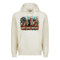 Oatmeal Heather just a girl who loves horses Premium Hoodie - CowhideDigitalArt