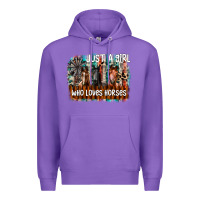 Purple just a girl who loves horses Premium Hoodie - CowhideDigitalArt