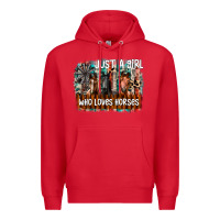 Red just a girl who loves horses Premium Hoodie - CowhideDigitalArt