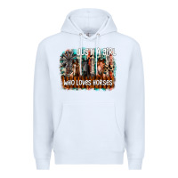 White just a girl who loves horses Premium Hoodie - CowhideDigitalArt