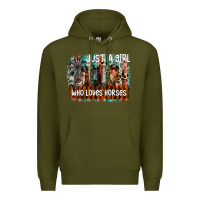 Army Green just a girl who loves horses Premium Hoodie - CowhideDigitalArt