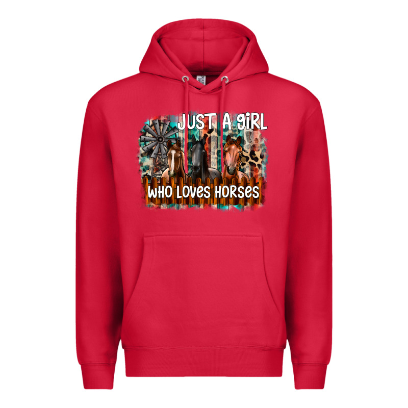 Just A Girl Who Loves Horses Premium Hoodie by CowhideDigitalArt | Teevron