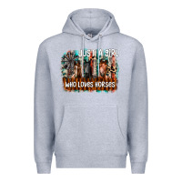 Heather Grey just a girl who loves horses Premium Hoodie - CowhideDigitalArt