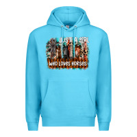 Ocean Blue just a girl who loves horses Premium Hoodie - CowhideDigitalArt