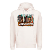 Pale Pink just a girl who loves horses Premium Hoodie - CowhideDigitalArt
