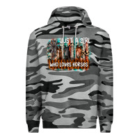 Slate Camo just a girl who loves horses Premium Hoodie - CowhideDigitalArt