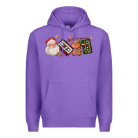 Purple coffee cup santa cassette cookie Premium Hoodie - FaDigitalArtStudio