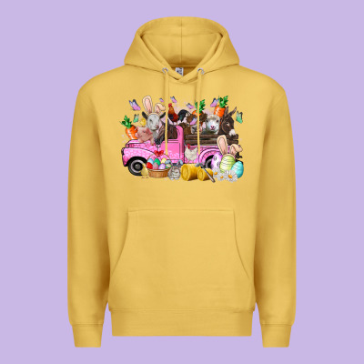 Easter Day Farm Animals Truck Premium Hoodie Designed By Racoondesign