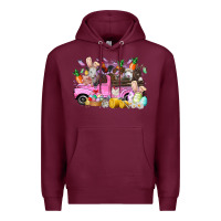 Burgundy easter day farm animals truck Premium Hoodie - RacoonDesign