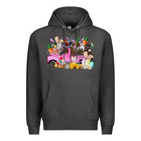 Charcoal Heather easter day farm animals truck Premium Hoodie - RacoonDesign