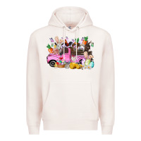 Pale Pink easter day farm animals truck Premium Hoodie - RacoonDesign