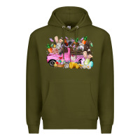 Army Green easter day farm animals truck Premium Hoodie - RacoonDesign