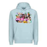 Blue Mist easter day farm animals truck Premium Hoodie - RacoonDesign