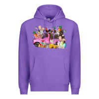 Purple easter day farm animals truck Premium Hoodie - RacoonDesign