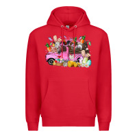 Red easter day farm animals truck Premium Hoodie - RacoonDesign