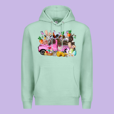 Easter Day Farm Animals Truck Premium Hoodie Designed By Racoondesign