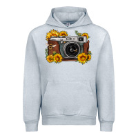 Heather Grey sunflower bee vintage camera Urban Hoodie - FaDigitalArtStudio