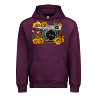 Mauve Wine sunflower bee vintage camera Urban Hoodie - FaDigitalArtStudio