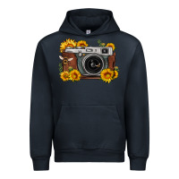 Navy sunflower bee vintage camera Urban Hoodie - FaDigitalArtStudio