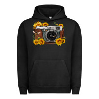 Pigment Black sunflower bee vintage camera Urban Hoodie - FaDigitalArtStudio