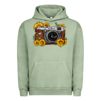 Pigment Oil Green sunflower bee vintage camera Urban Hoodie - FaDigitalArtStudio