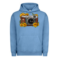 Pigment Pebble Blue sunflower bee vintage camera Urban Hoodie - FaDigitalArtStudio