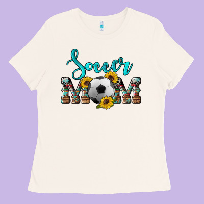Western Leopard Cowhide Sunflowers  Glitter Mom Soccer Ladies Tee Designed By Artiststas