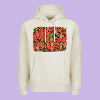 Watermelon Leopard Pattern Background Premium Hoodie Designed By Hra Design Shop